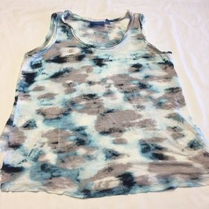 SIMPLY VERA PLEATED FABRIC BLUE WHITE BROWN TANK